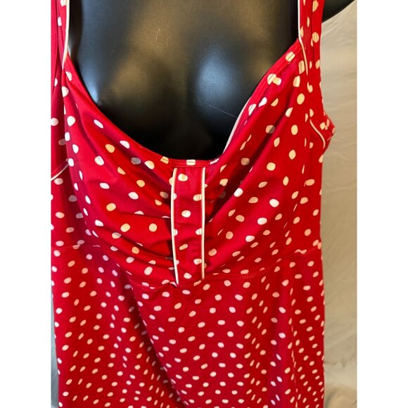 Roamans Swimdress Swimsuit Red Polka Dot Pinup Vibes Womens Plus Size 26W 4X - Picture 2 of 4